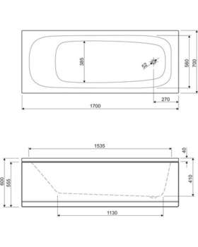 Акриловая ванна Cezares Eco 170x70