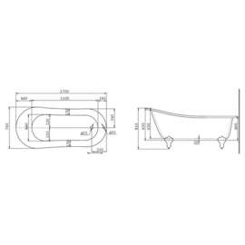 Акриловая ванна BelBagno BB06-1700-ORO ножки золото