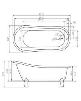 Акриловая ванна BelBagno BB04-ROS-CRM красная