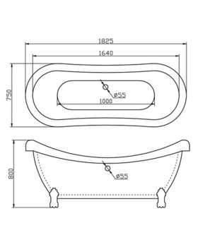 Акриловая ванна BelBagno BB05-BRN ножки бронза