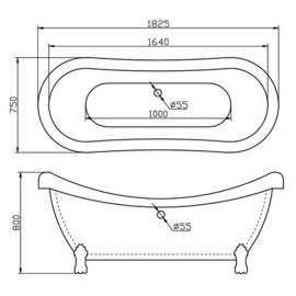 Акриловая ванна BelBagno BB05-CRM ножки хром