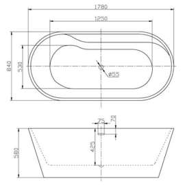 Акриловая ванна BelBagno BB14-NERO/BIA