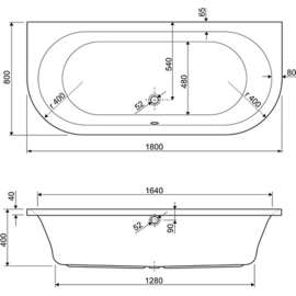 Акриловая ванна Cezares Metauro Wall 180x80