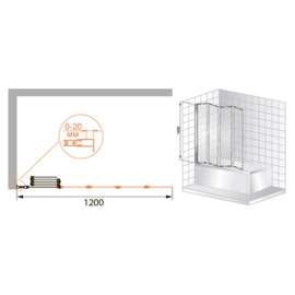 Шторка на ванну Cezares Pratico V5 120/140 C Cr 