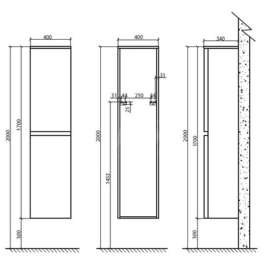 Пенал-шкаф BelBagno Energia-N bianco lucido L ENERGIA-N-1700-2A-SC-BL-L