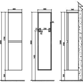 Пенал-шкаф BelBagno Energia-N bianco lucido R ENERGIA-N-1700-2A-SC-BL-R