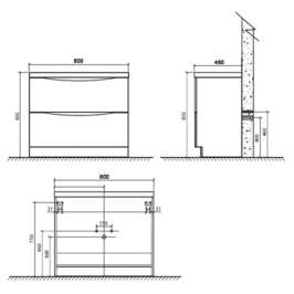 Раковина с тумбой BelBagno Ancona-N 80 rovere more напольная