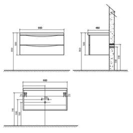 Тумба под раковину подвесная BelBagno Ancona-N 90 bianco lucido подвесная