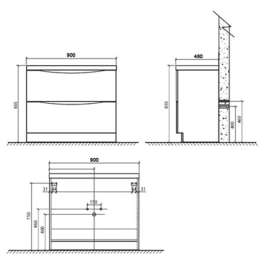 Раковина с тумбой BelBagno Ancona-N 90 rovere more напольная