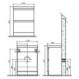 Раковина с тумбой BelBagno Energia-N 120 bianco lucido напольная