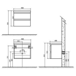 Тумба под раковину подвесная BelBagno Energia-N 90 bianco lucido подвесная