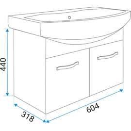 Тумба под раковину подвесная 1MarKa Вита 65П с 2 дверцами, белый глянец