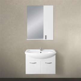 Тумба под раковину подвесная 1MarKa Вита 65П с 2 дверцами, белый глянец