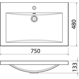 Тумба под раковину подвесная 1MarKa Соната 75П с 2 ящиками, белый глянец