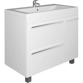 Тумба под раковину 1MarKa Соната 90Н с 1 дверкой и 2 ящиками, белый глянец
