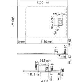 Душевой поддон Wasserkraft Elbe 74T07 120x90