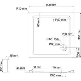 Душевой поддон Wasserkraft Amper 29T03 90x90 см