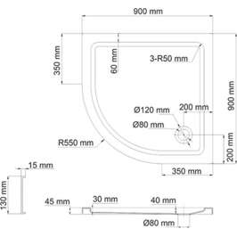 Душевой поддон Wasserkraft Isen 26T01 90x90 см