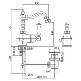 Смеситель Cezares MARGOT-BSM2-02-Bi 