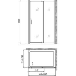 Душевой уголок Gemy Sunny Bay S28191A-A75 100х75 см