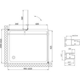 Душевой уголок Vegas Glass AFP-Fis 0100 01 01 R прозрачное