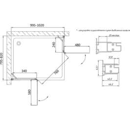 Душевой уголок Vegas Glass AFA-F 100*80 01 01 L прозрачное