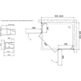 Душевой уголок Vegas Glass AFA-F 100*90 08 01 R прозрачное