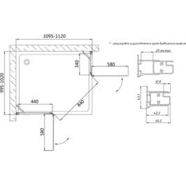 Душевой уголок Vegas Glass AFA-F 110*100 01 01 L прозрачное