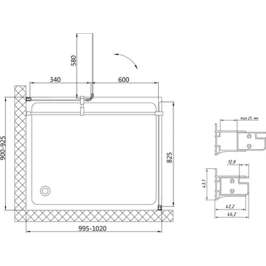 Душевой уголок Vegas Glass AFP-Fis 100*90 05 01 R прозрачное