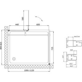 Душевой уголок Vegas Glass AFP-Fis 110*80 01 01 R прозрачное