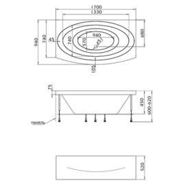 Акриловая ванна MarKa One Nega 170x95