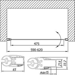 Душевая дверь Vegas Glass EP Lux 0060 01 01 L прозрачное