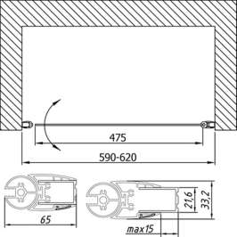 Душевая дверь Vegas Glass EP Lux 0060 01 01 R прозрачное