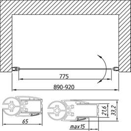 Душевая дверь Vegas Glass EP Lux 0090 01 01 L прозрачное