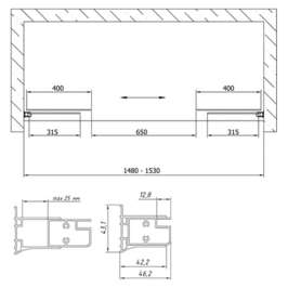 Душевая дверь Vegas Glass Z2P 150 01 01 прозрачное