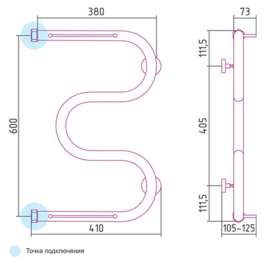 Полотенцесушитель водяной Сунержа М-образный 60x40 с 2 полками 00-0008-6040