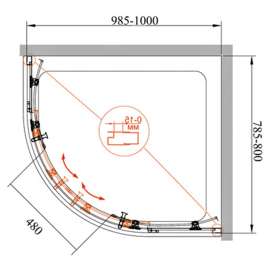 Душевой уголок Cezares ECO-O-RH-2-100/80-C-Cr прозрачное