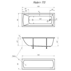 Акриловая ванна Marka One Modern 170x70 без гидромассажа