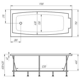 Акриловая ванна Marka One Aelita 170x75