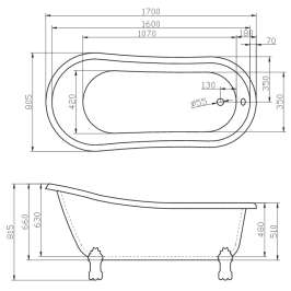 Акриловая ванна BelBagno BB04-BRN