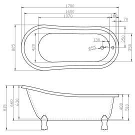 Акриловая ванна BelBagno BB04-BRN
