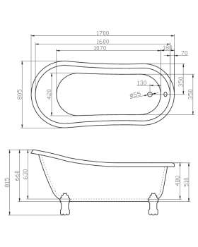 Акриловая ванна BelBagno BB04-BRN