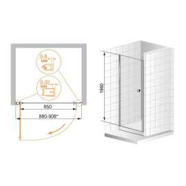 Душевая дверь Cezares ELENA-B-11-30+80-P-Cr-R