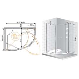 Душевой уголок Cezares ELENA-RH-1-120/90-C-Cr-R