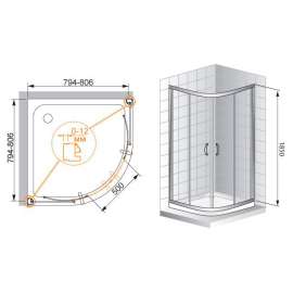 Душевой уголок Cezares PRATICO-R-2-90-C-Cr