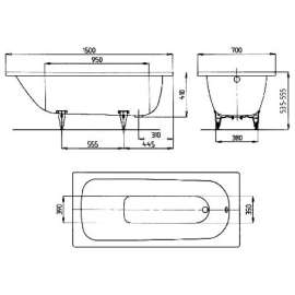 Стальная ванна Kaldewei Advantage Saniform Plus 150х70 361-1