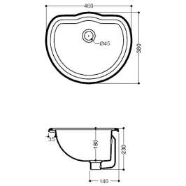 Рукомойник Kerasan Retro 103101 встраиваемый (46 см)