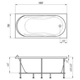 Акриловая ванна Marka One KLEO 160x75