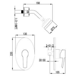 Смеситель для душа встраиваемый Lemark Atlantiss LM3220C