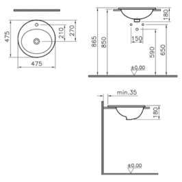 Раковина VitrA S 20 накладная круглая 48 см 5467B003-0001